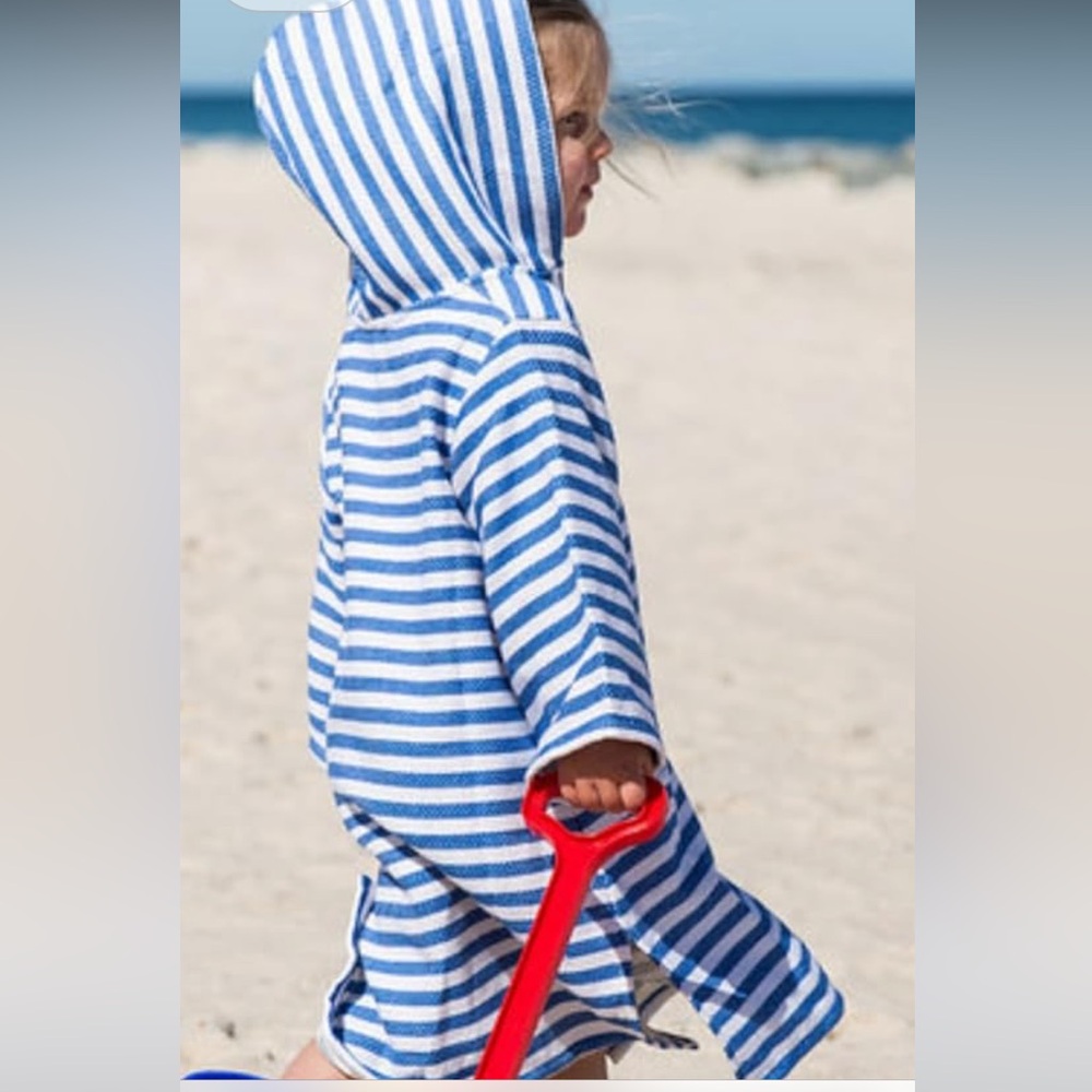 Sammimis Kids Striped Blue and White Hooded Beach and Pool Tunic